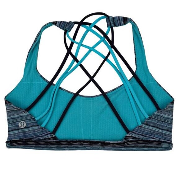 LULULEMON Free To Be Bra Size 6 Space Dye Twist Naval Blue Peacock Blue - Picture 4 of 6